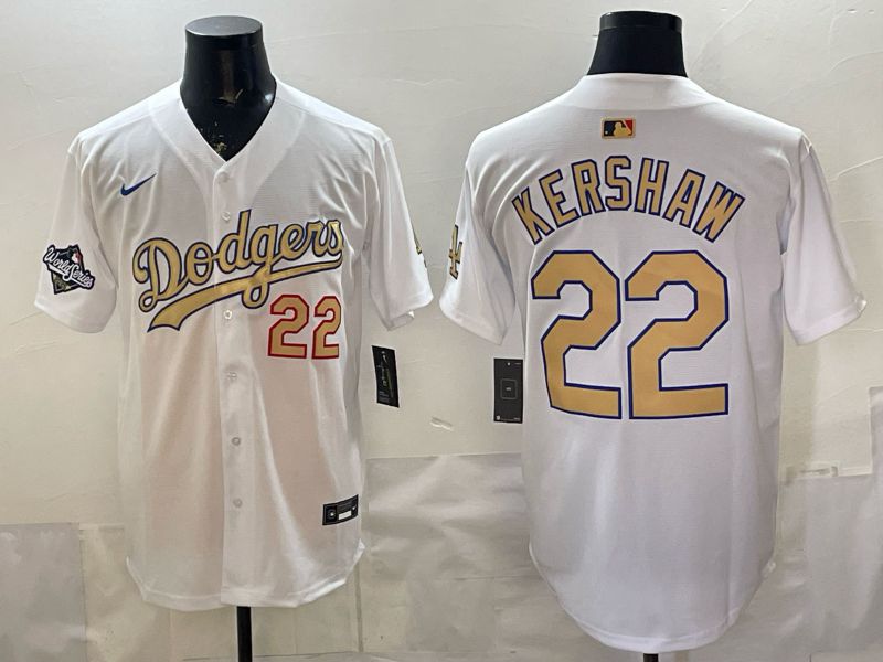 Men Los Angeles Dodgers #22 Kershaw White Gold 2026 Nike Game MLB Jersey 0083